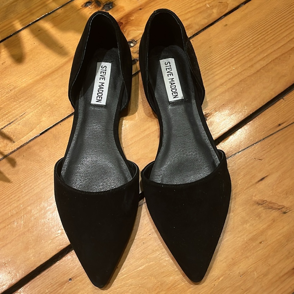 Steve Madden Khai D’Orsay Black Suede Flats